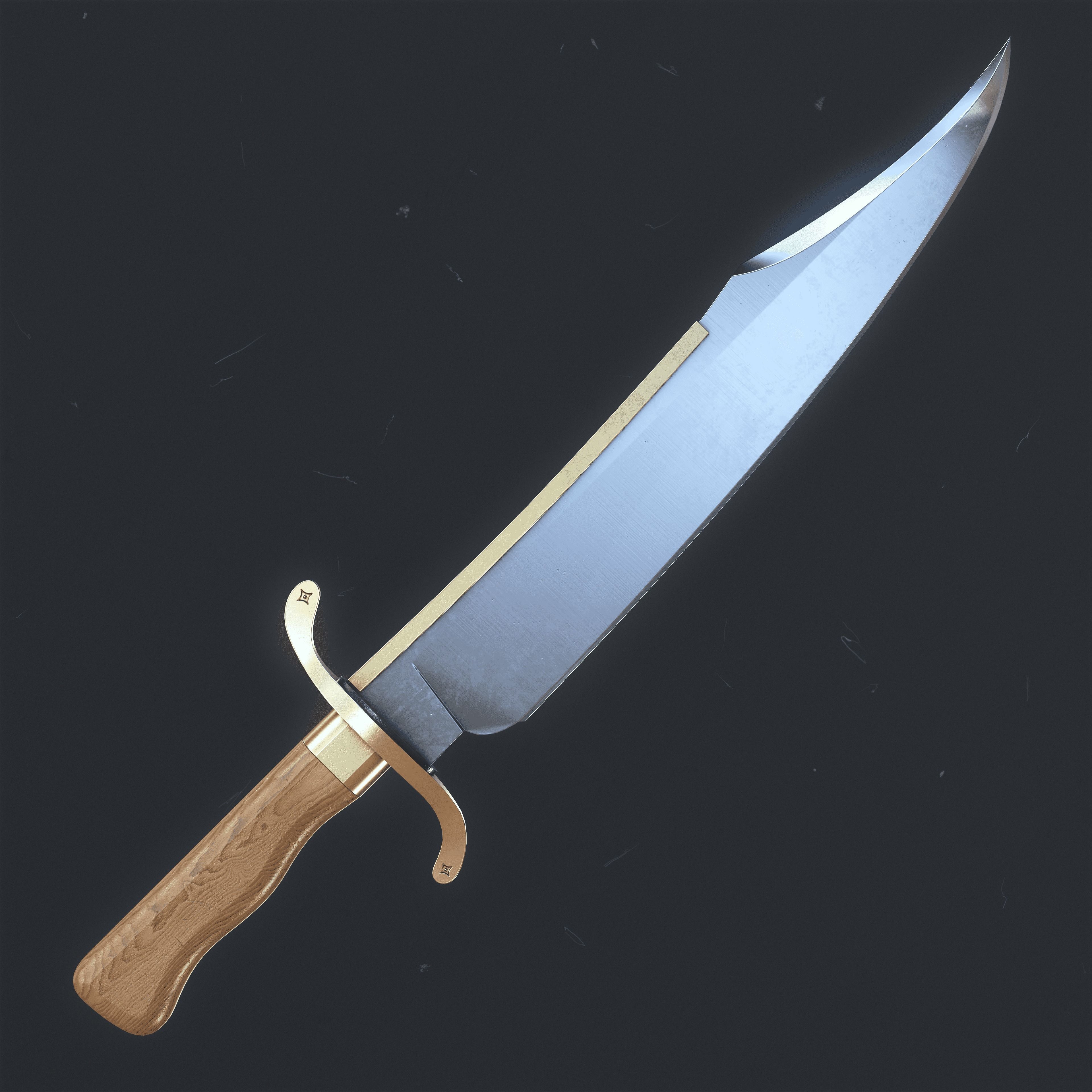 Knife Bowie Low-poly 3D model_7