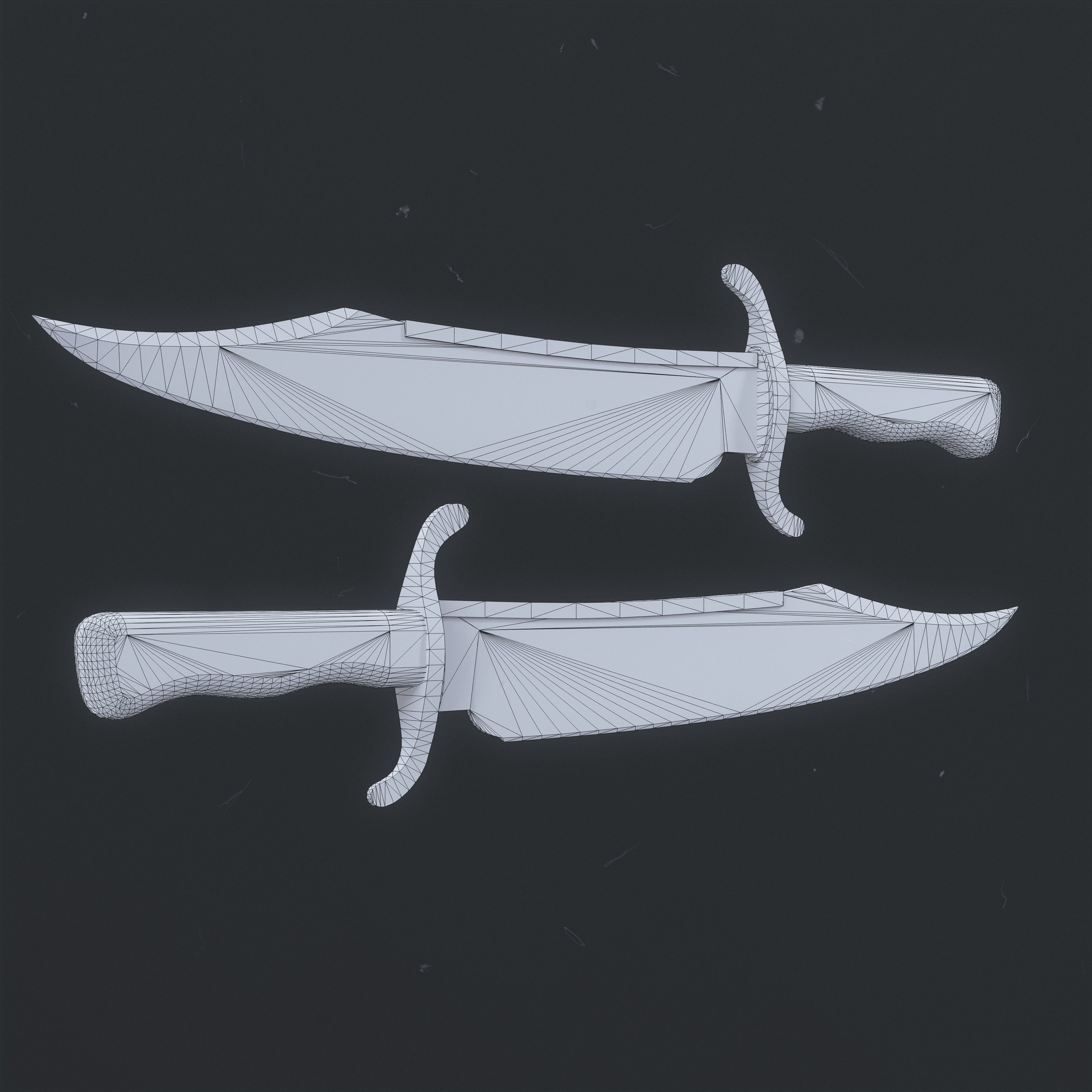 Knife Bowie Low-poly 3D model_10