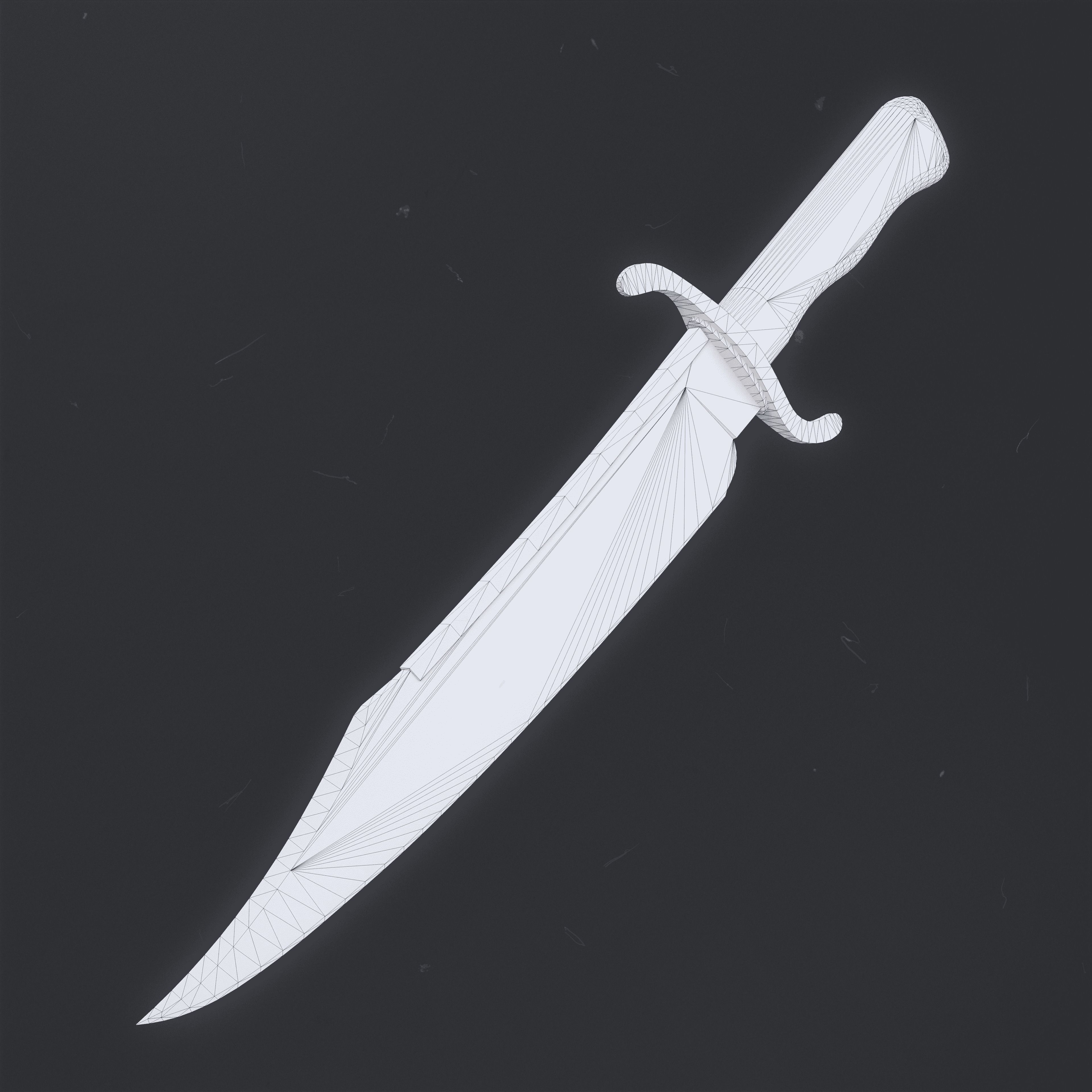 Knife Bowie Low-poly 3D model_8
