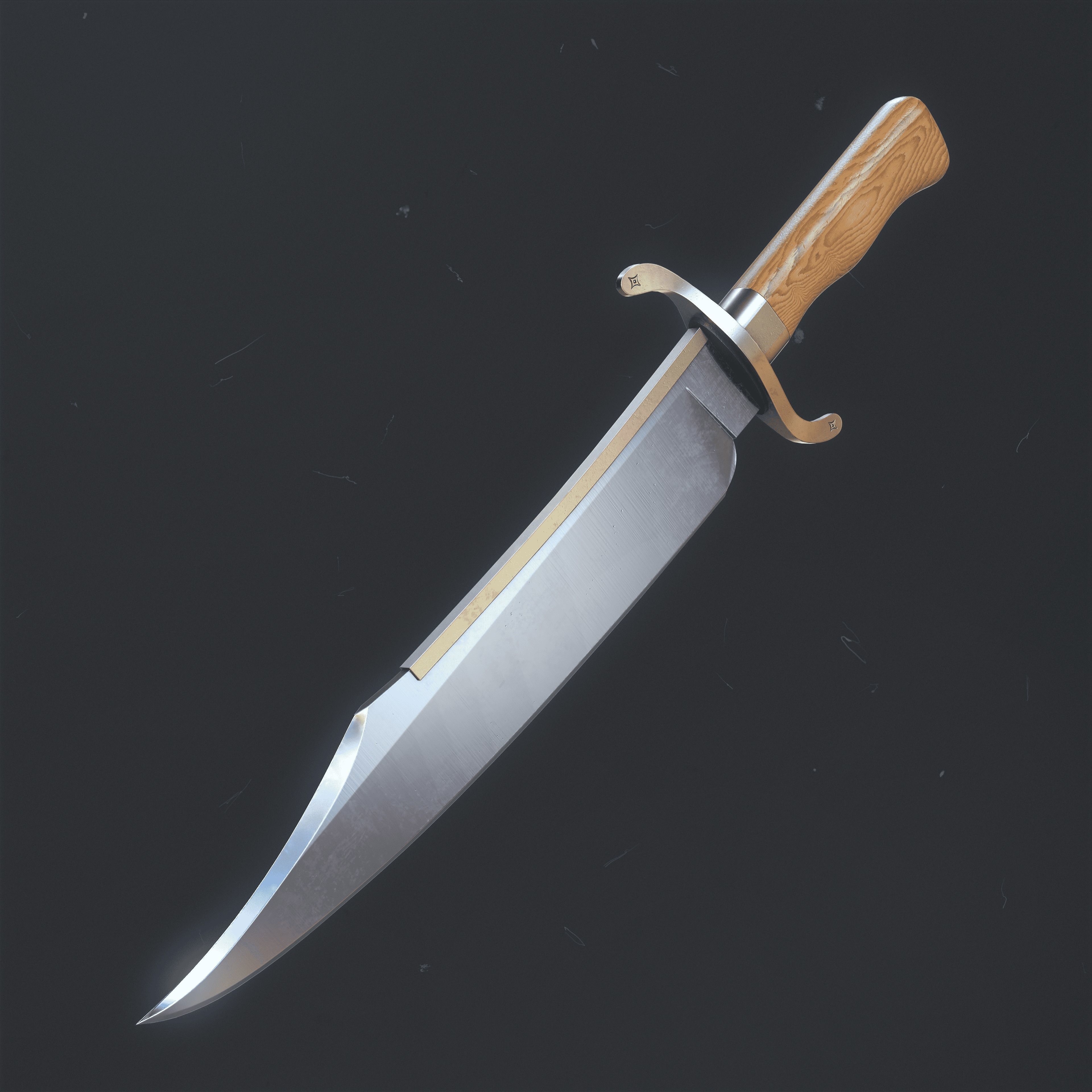 Knife Bowie Low-poly 3D model_3