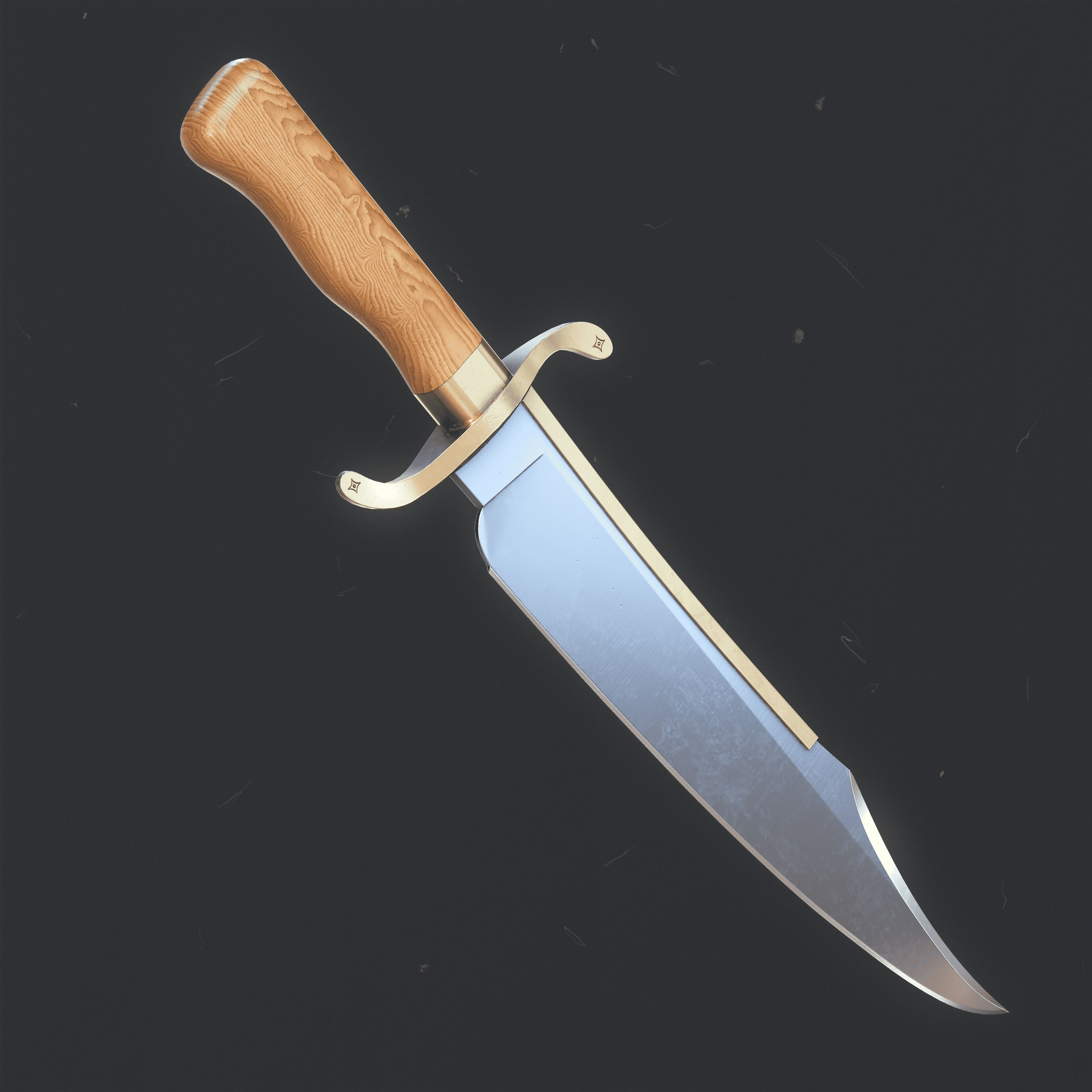 Knife Bowie Low-poly 3D model_4