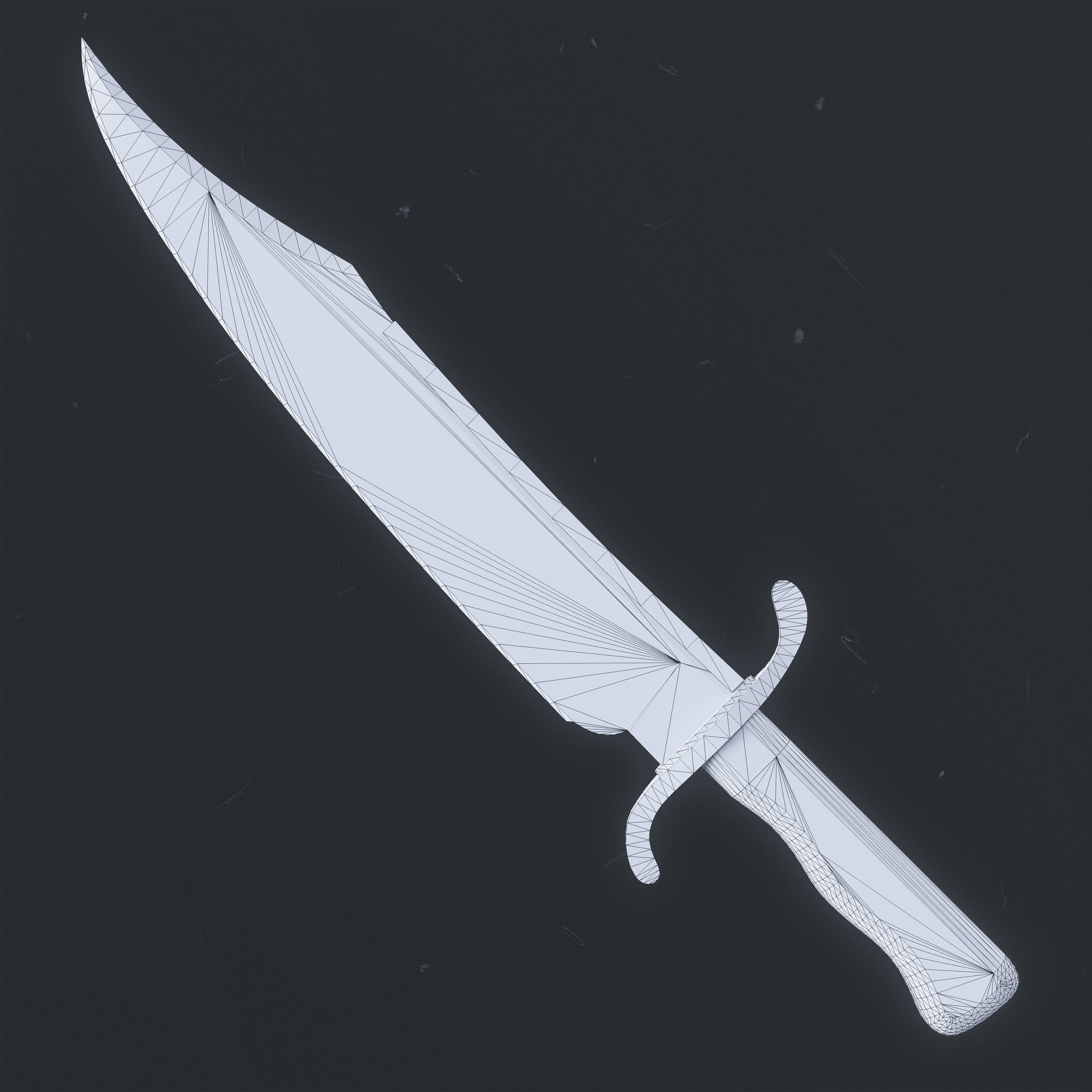 Knife Bowie Low-poly 3D model_11