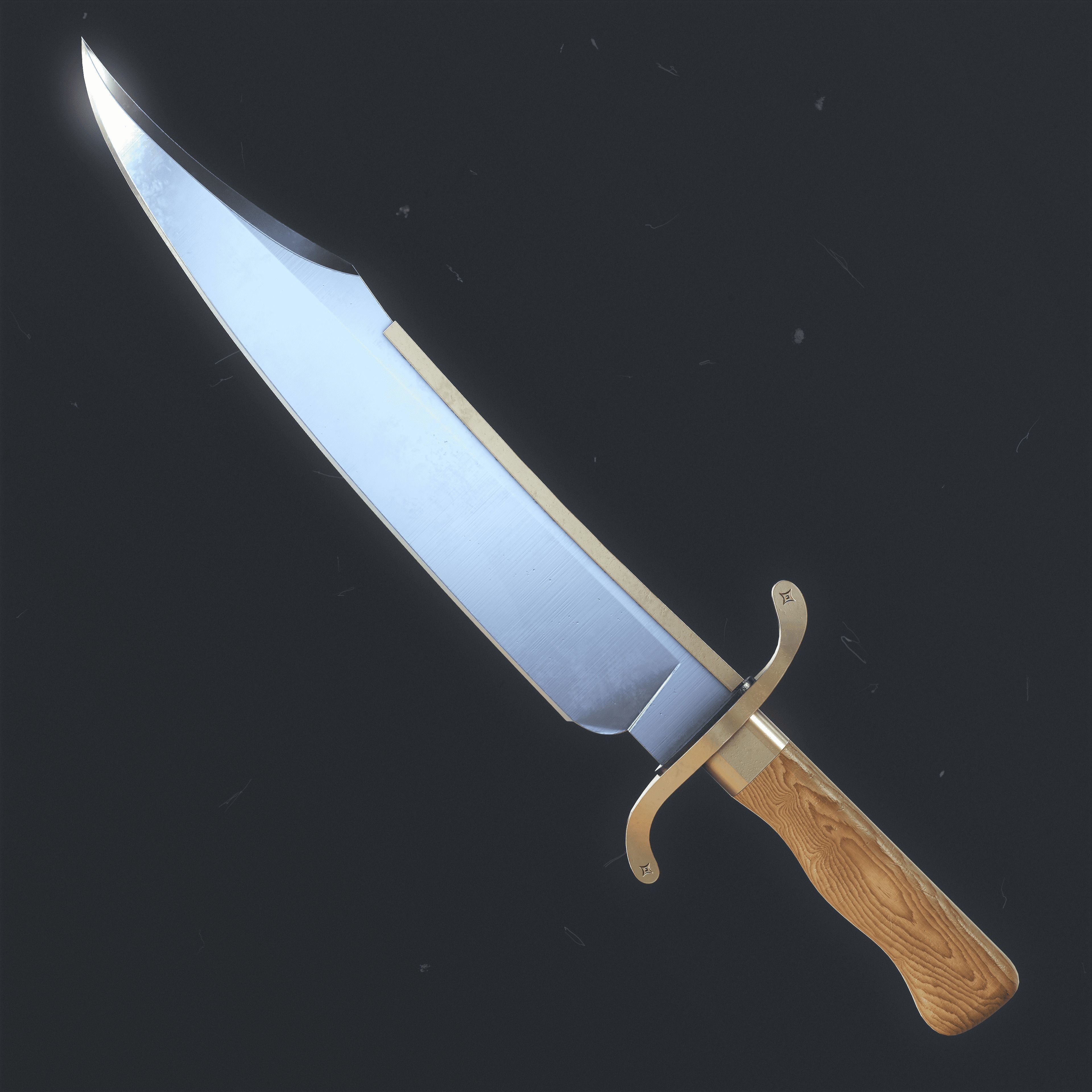 Knife Bowie Low-poly 3D model_6