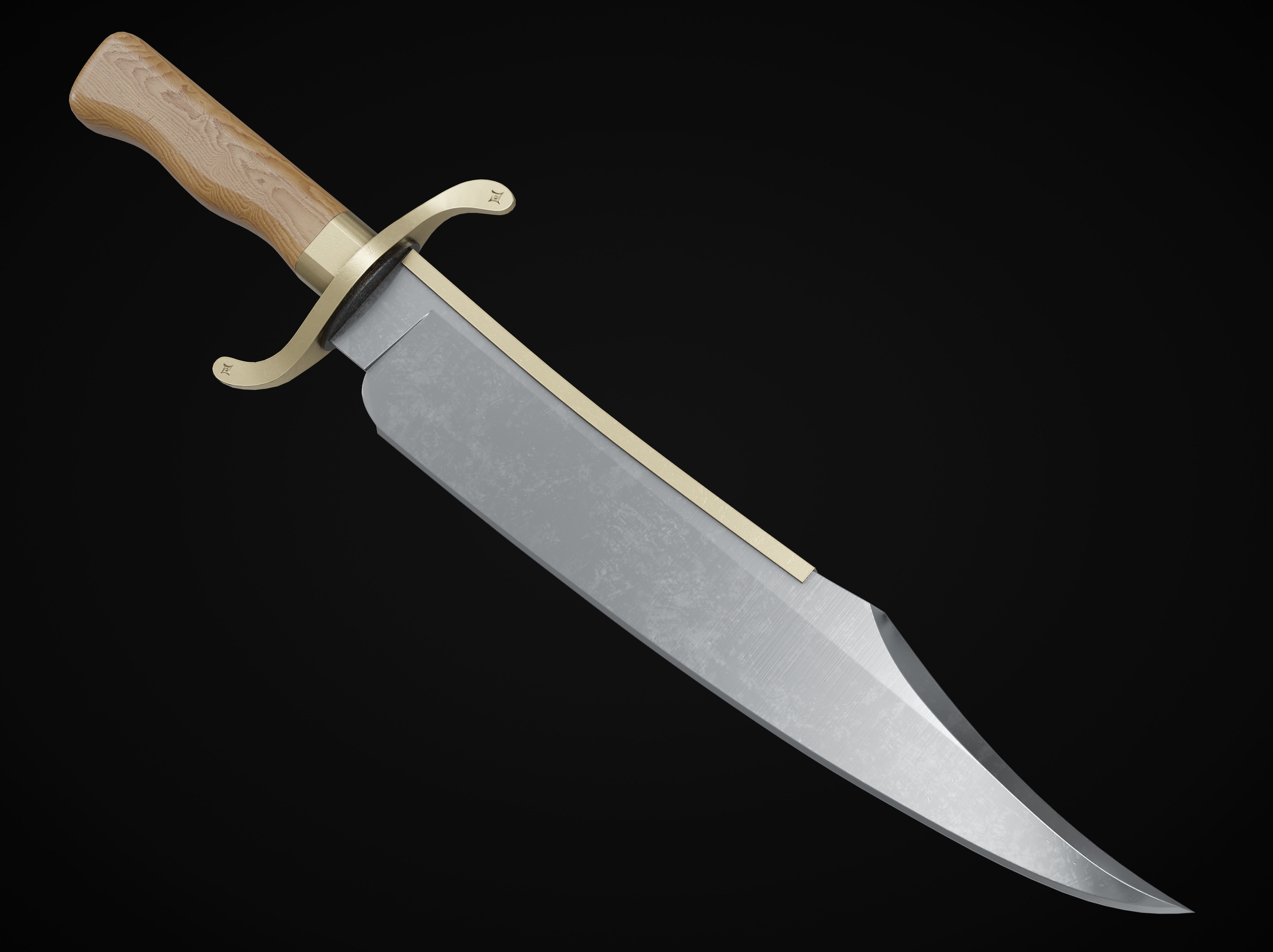 Knife Bowie Low-poly 3D model_2
