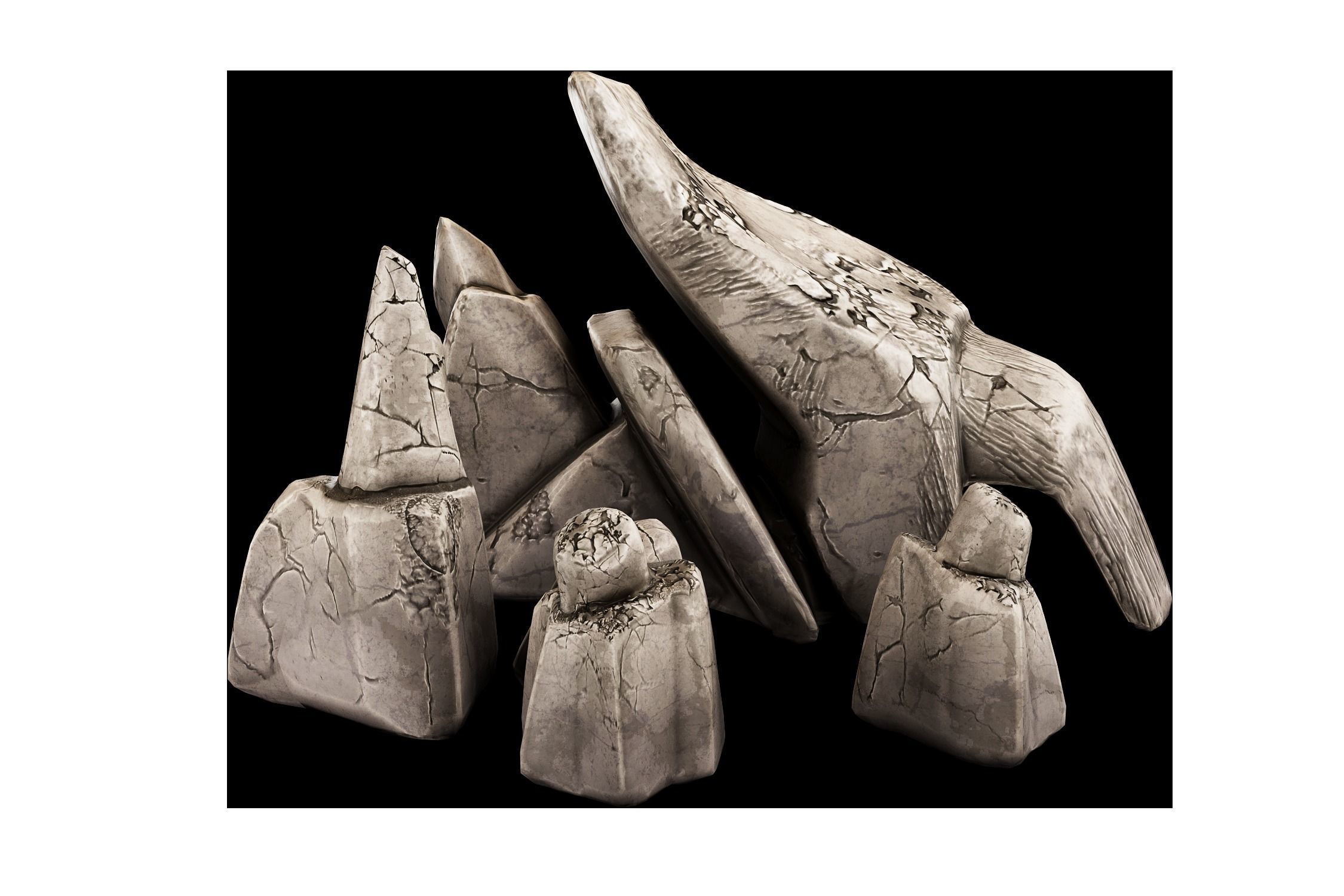 15 Stylized Rocks 3D Model - Vol 01 Low-poly 3D model_9