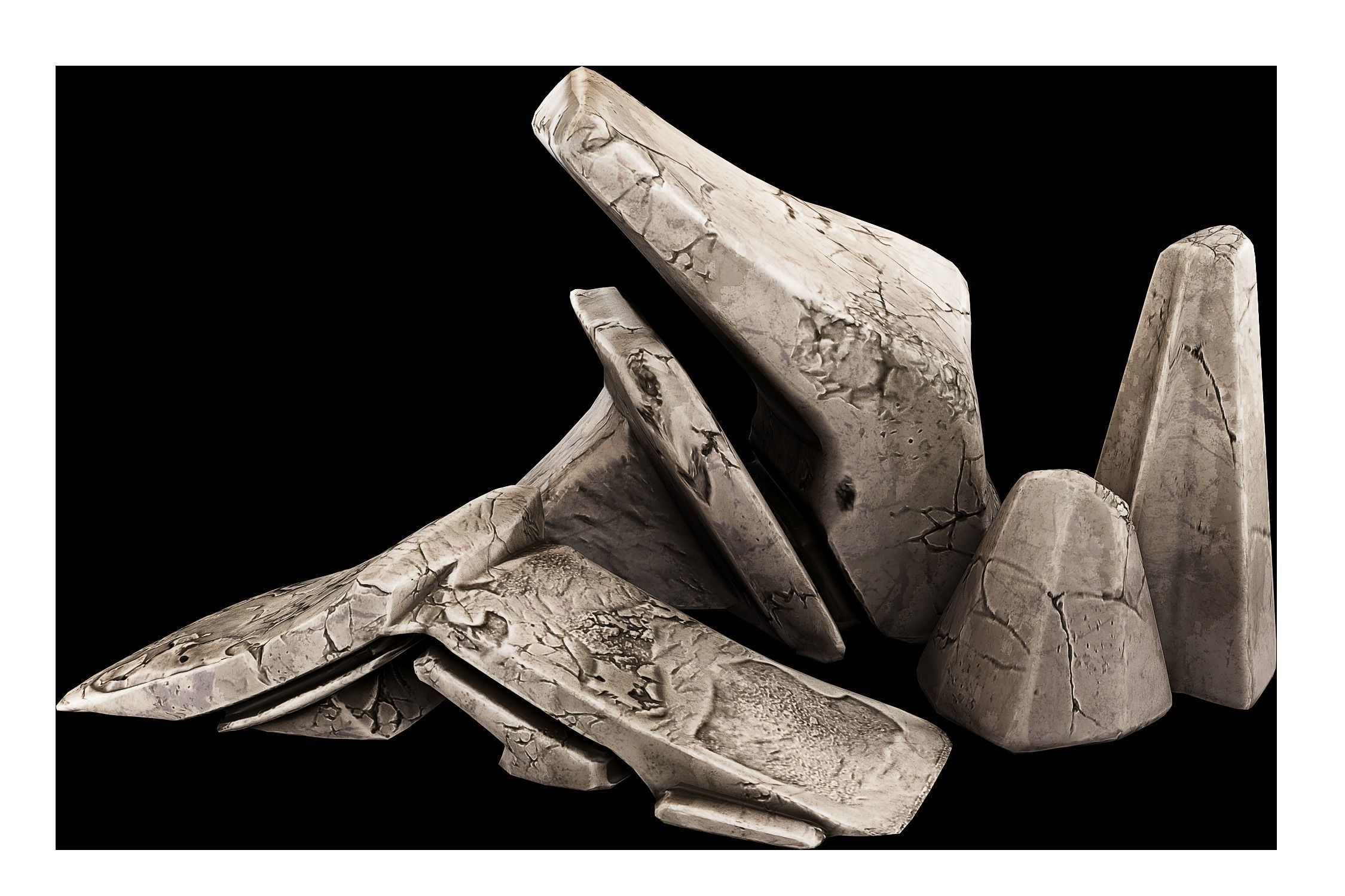 15 Stylized Rocks 3D Model - Vol 01 Low-poly 3D model_1