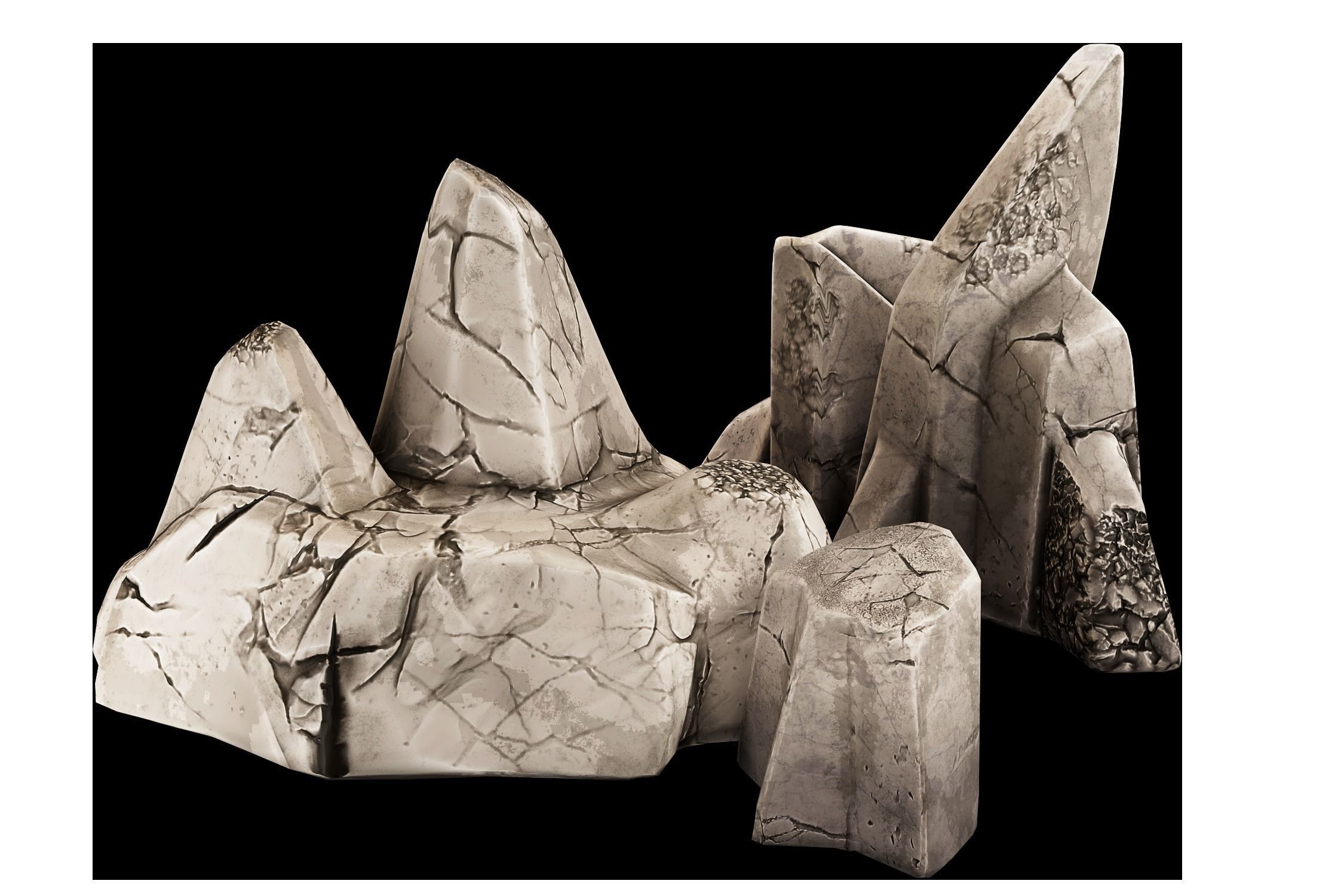 15 Stylized Rocks 3D Model - Vol 01 Low-poly 3D model_7