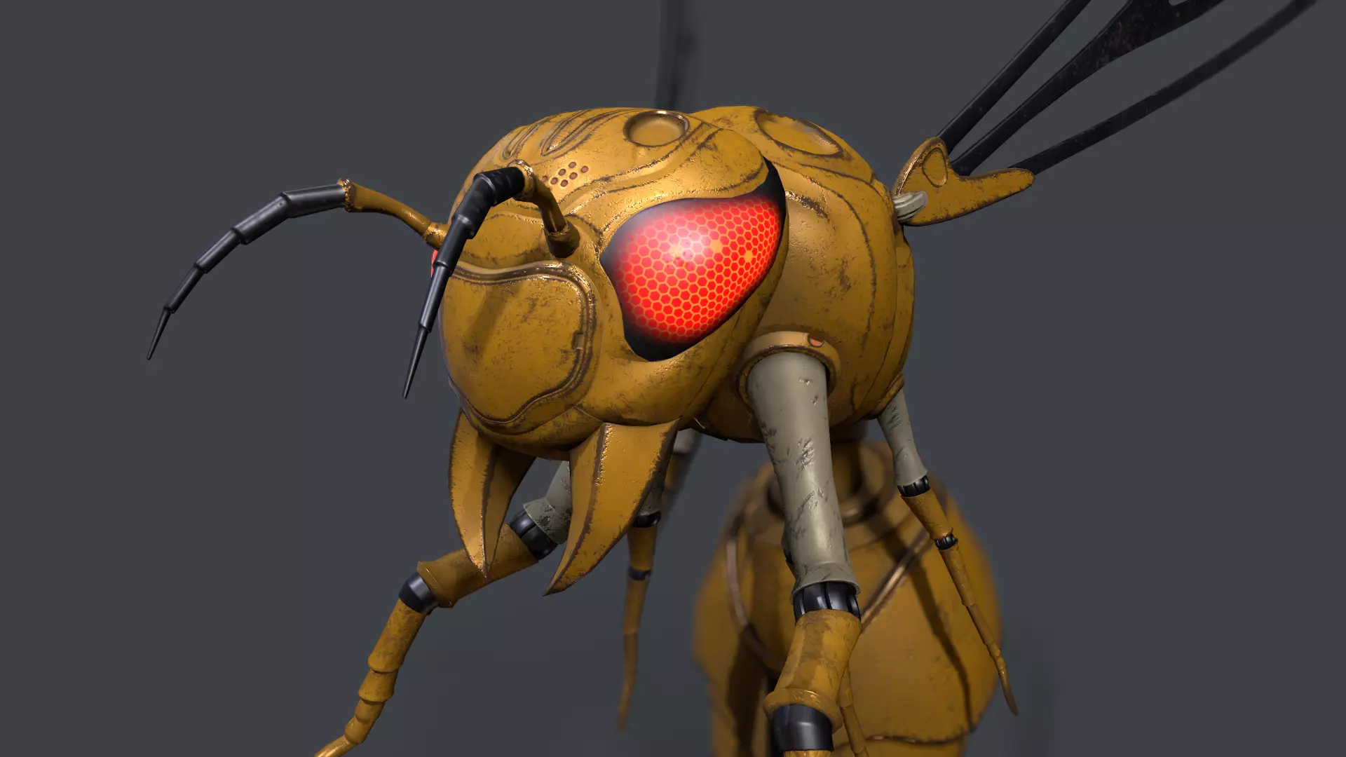 Robot Wasp Low-poly 3D model_0