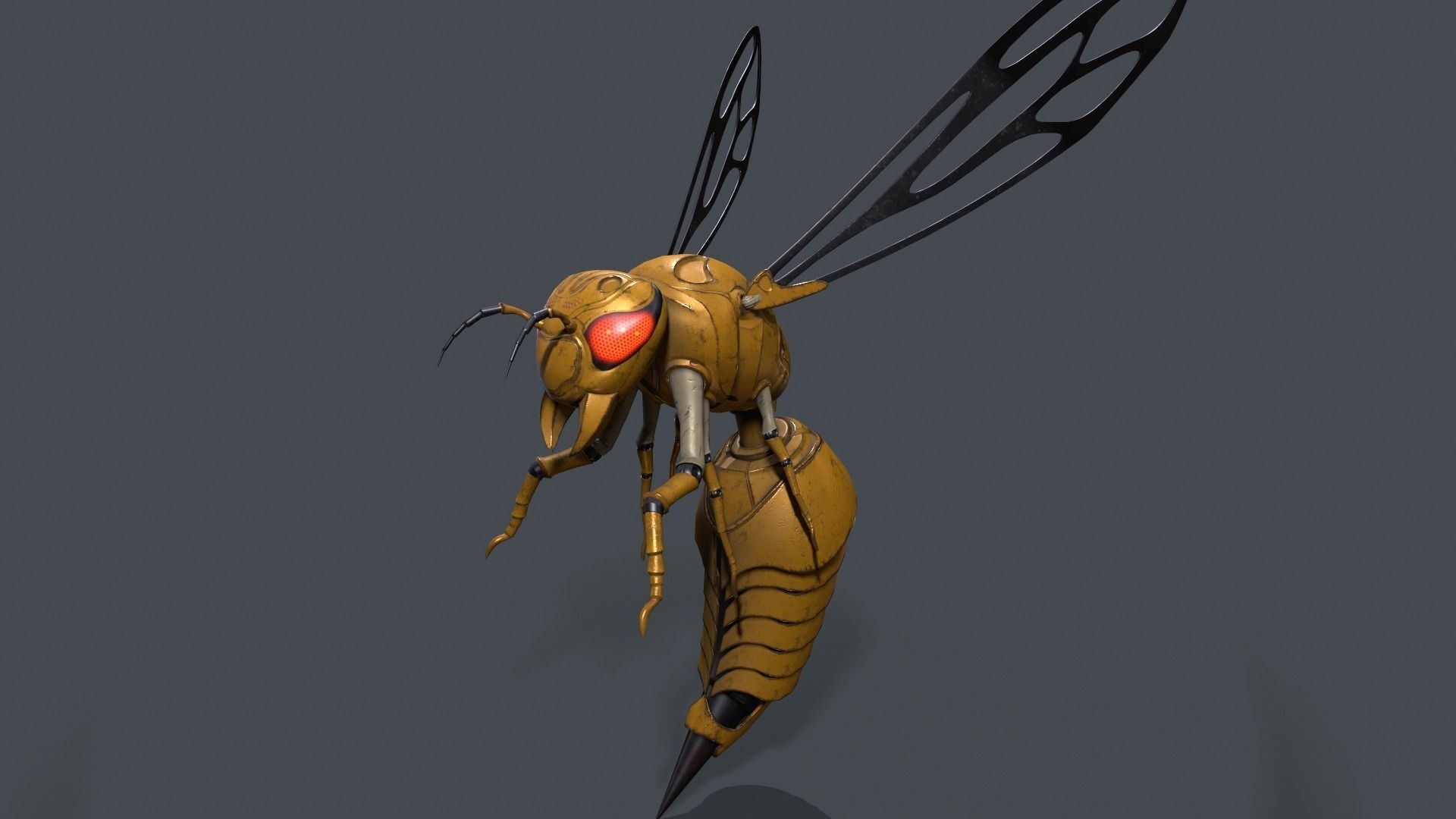 Robot Wasp Low-poly 3D model_5