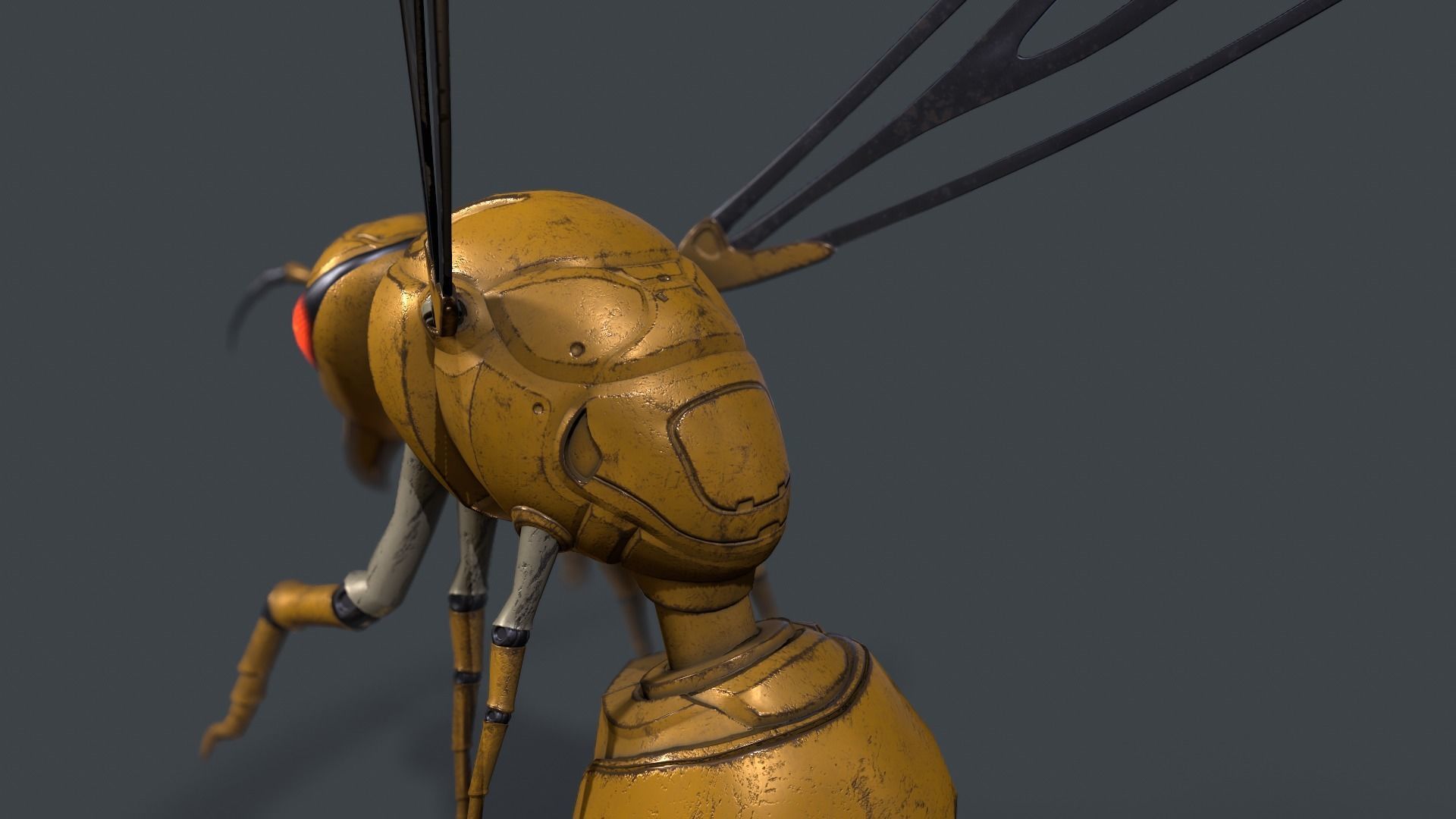 Robot Wasp Low-poly 3D model_3