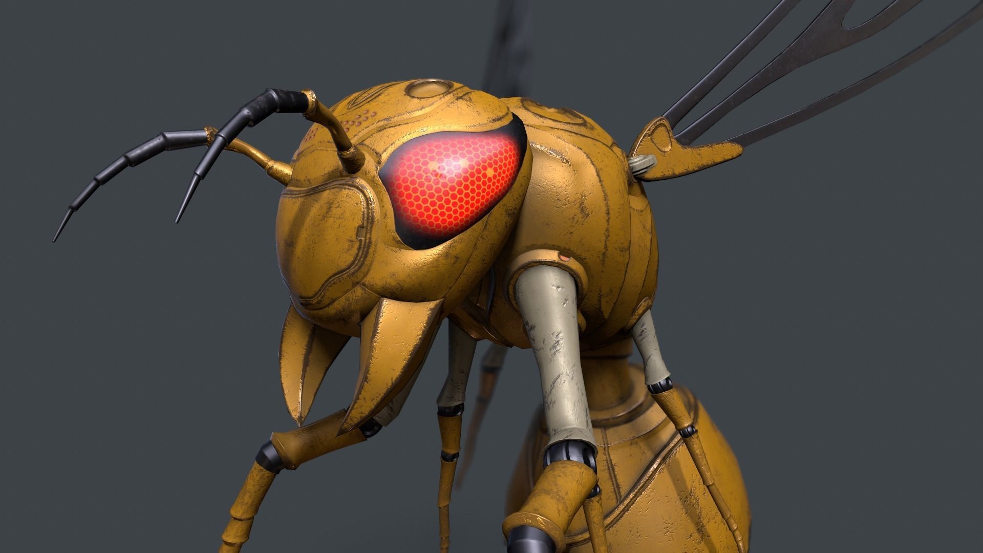 Robot Wasp Low-poly 3D model_4