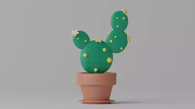 Cartoon Cactus and Pot 1