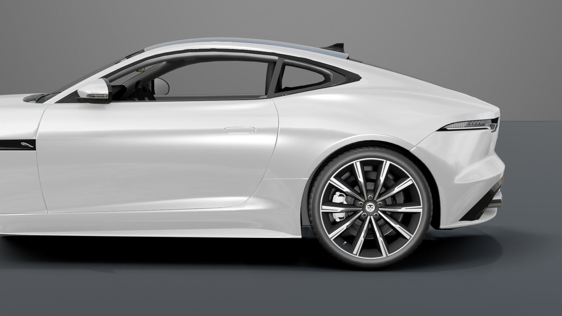 Jaguar F Type White Animated and Rigged Low-poly 3D model_11