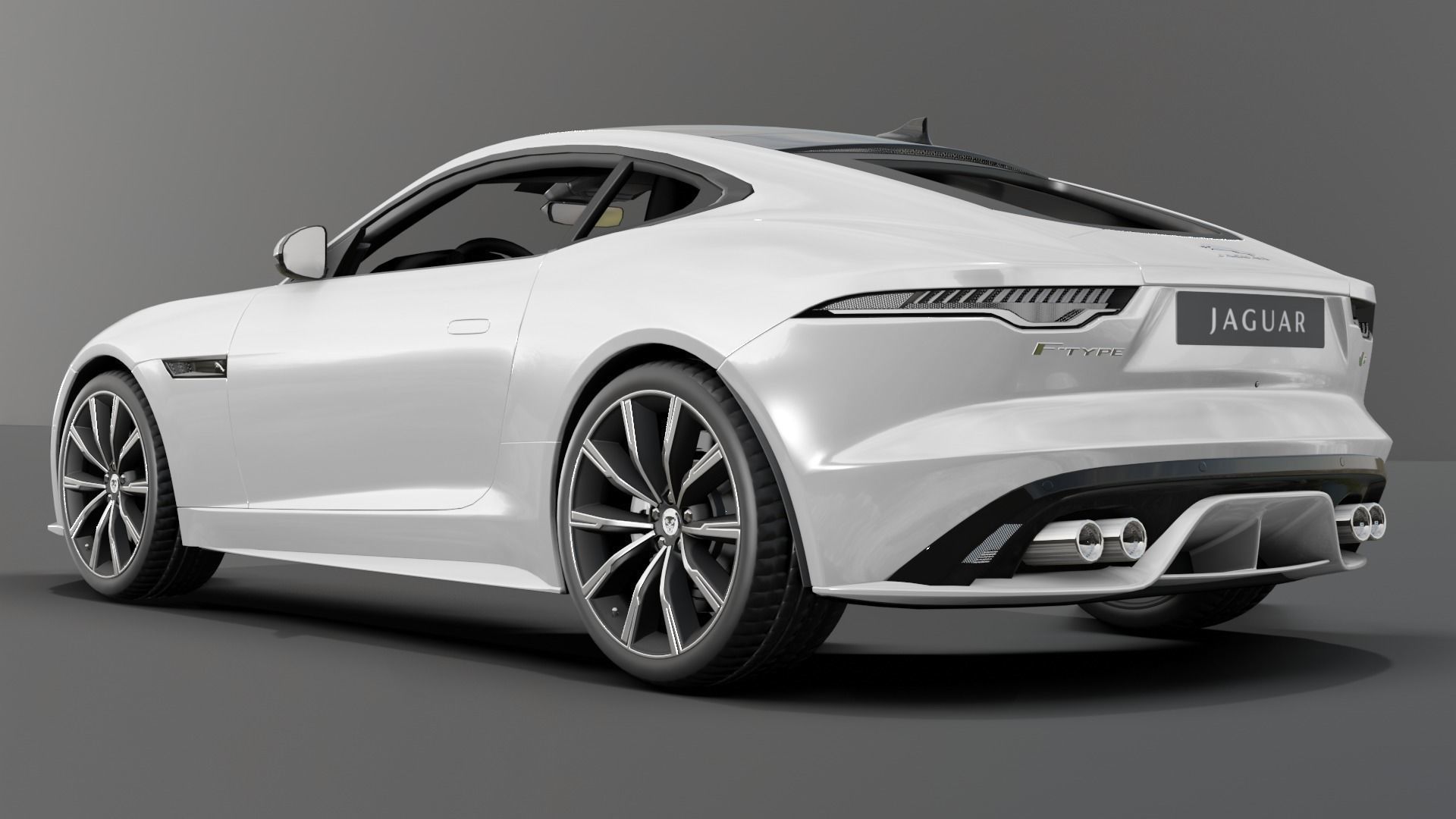 Jaguar F Type White Animated and Rigged Low-poly 3D model_1