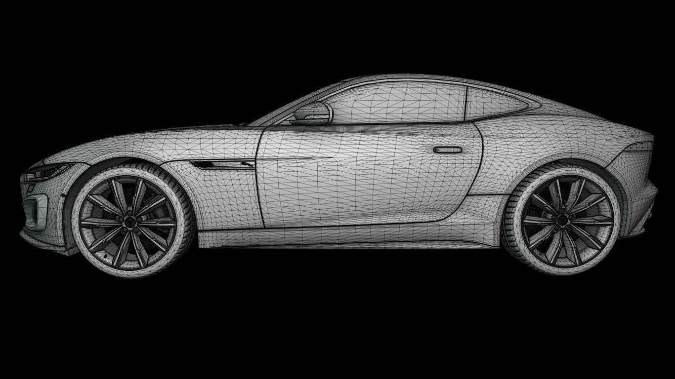 Jaguar F Type White Animated and Rigged Low-poly 3D model_6