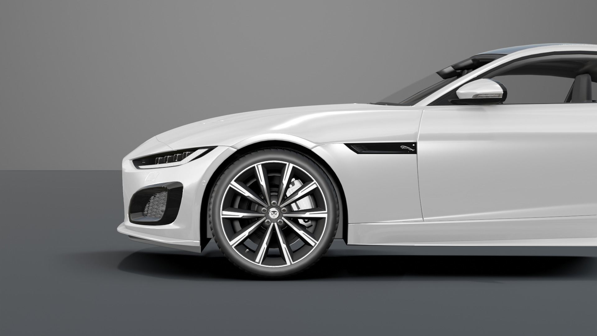 Jaguar F Type White Animated and Rigged Low-poly 3D model_12