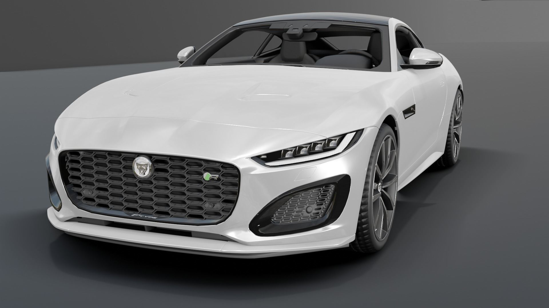 Jaguar F Type White Animated and Rigged Low-poly 3D model_4