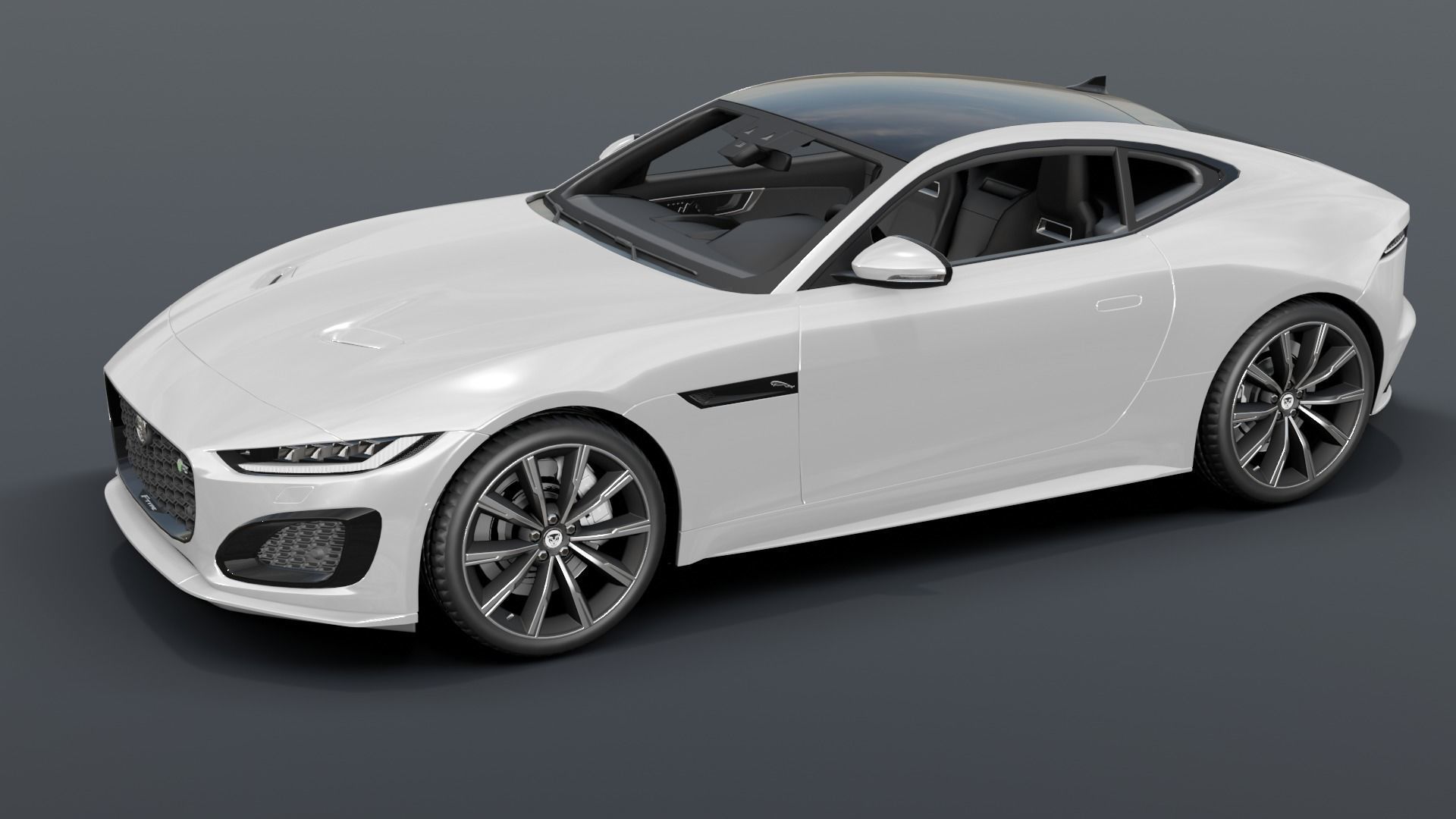 Jaguar F Type White Animated and Rigged Low-poly 3D model_13