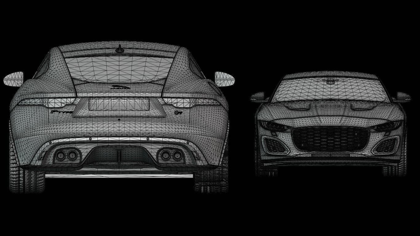 Jaguar F Type White Animated and Rigged Low-poly 3D model_7