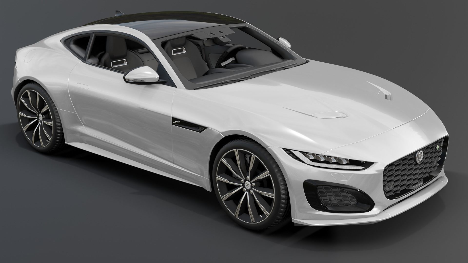 Jaguar F Type White Animated and Rigged Low-poly 3D model_2