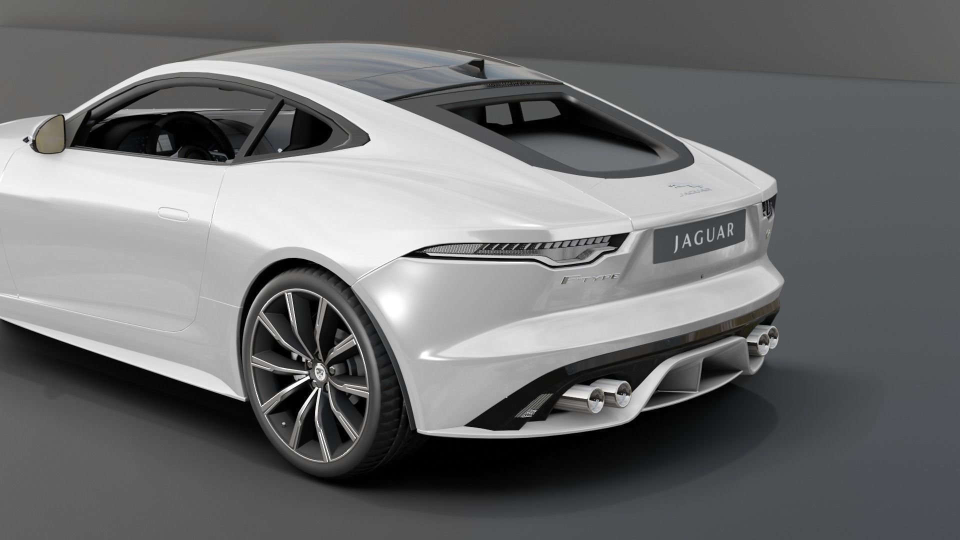 Jaguar F Type White Animated and Rigged Low-poly 3D model_9