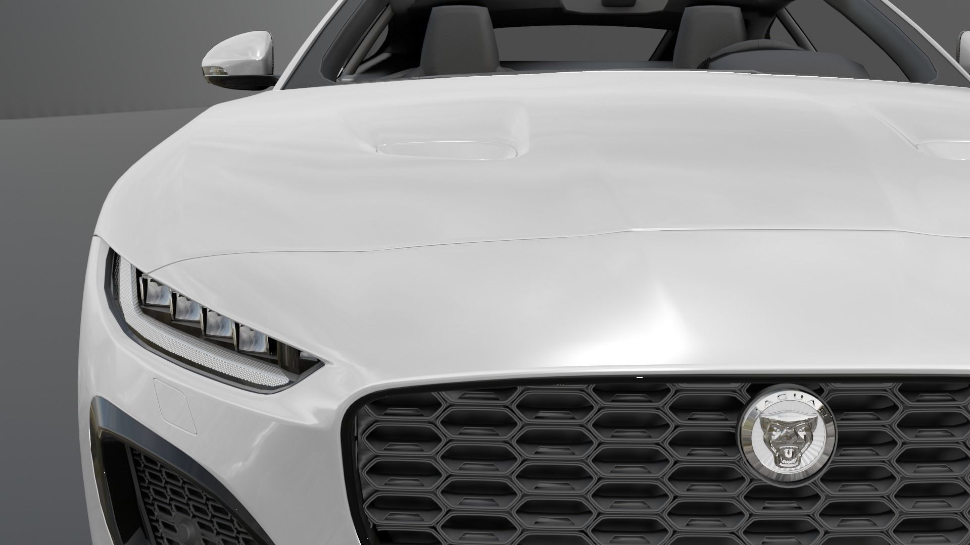 Jaguar F Type White Animated and Rigged Low-poly 3D model_10