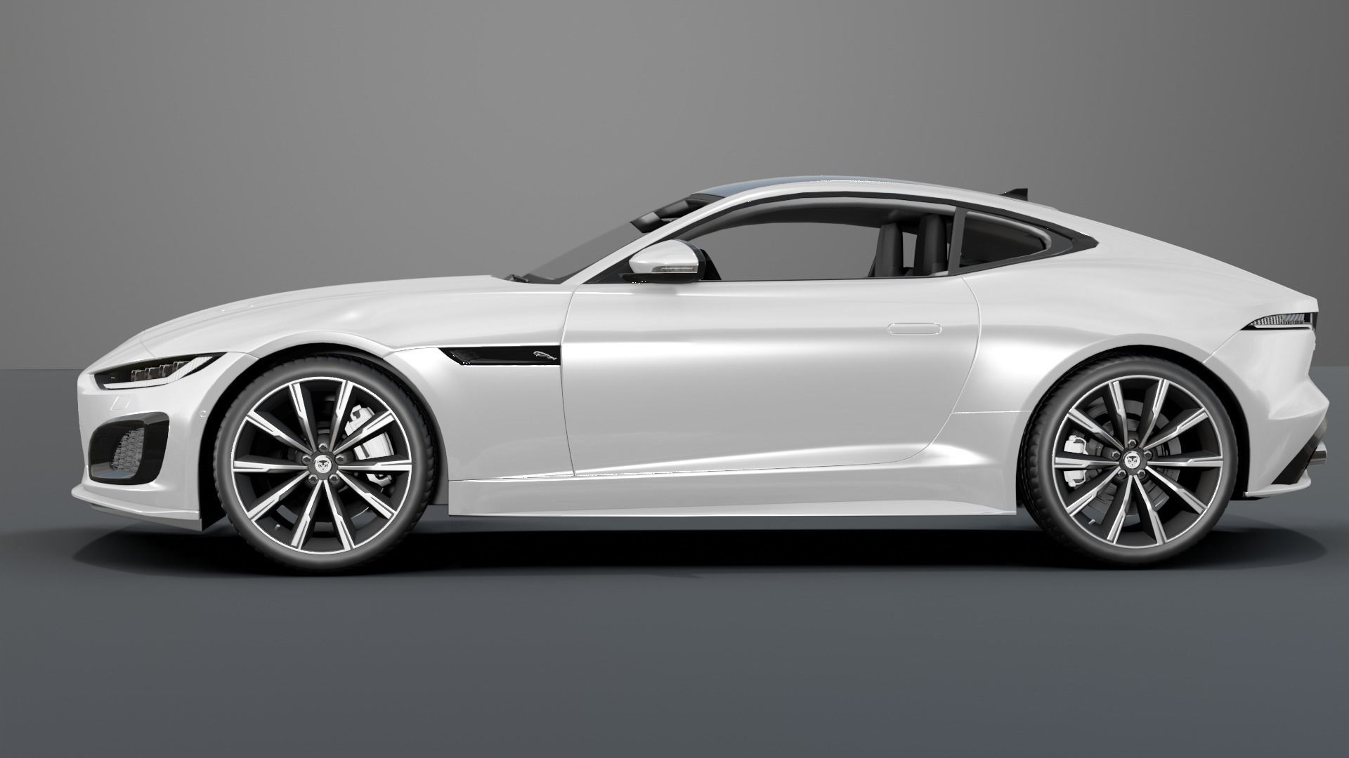 Jaguar F Type White Animated and Rigged Low-poly 3D model_8