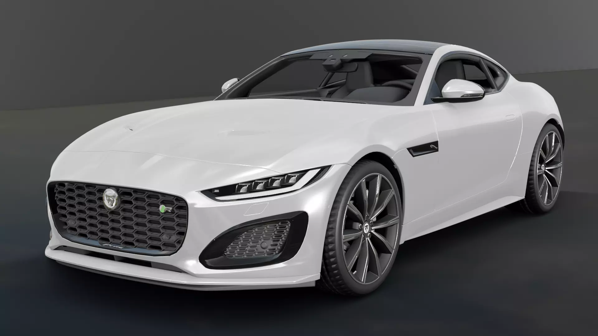 Jaguar F Type White Animated and Rigged Low-poly 3D model_0
