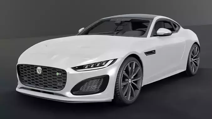 Jaguar F Type White Animated and Rigged