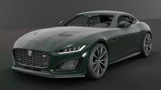 Jaguar F type Green Animated and Rigged Low-poly 3D model