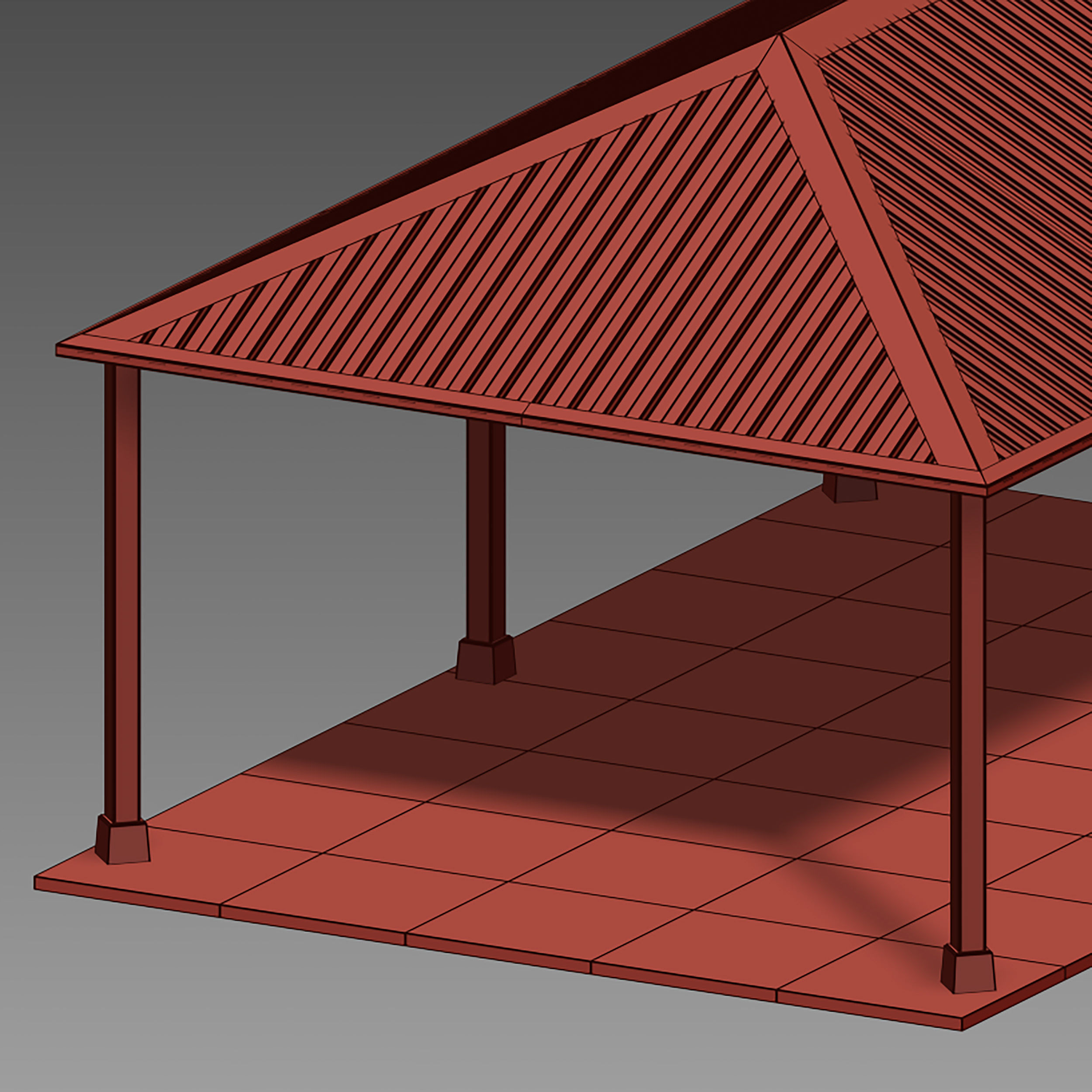 Metal Canopy Gazebo Roof 3D model_16