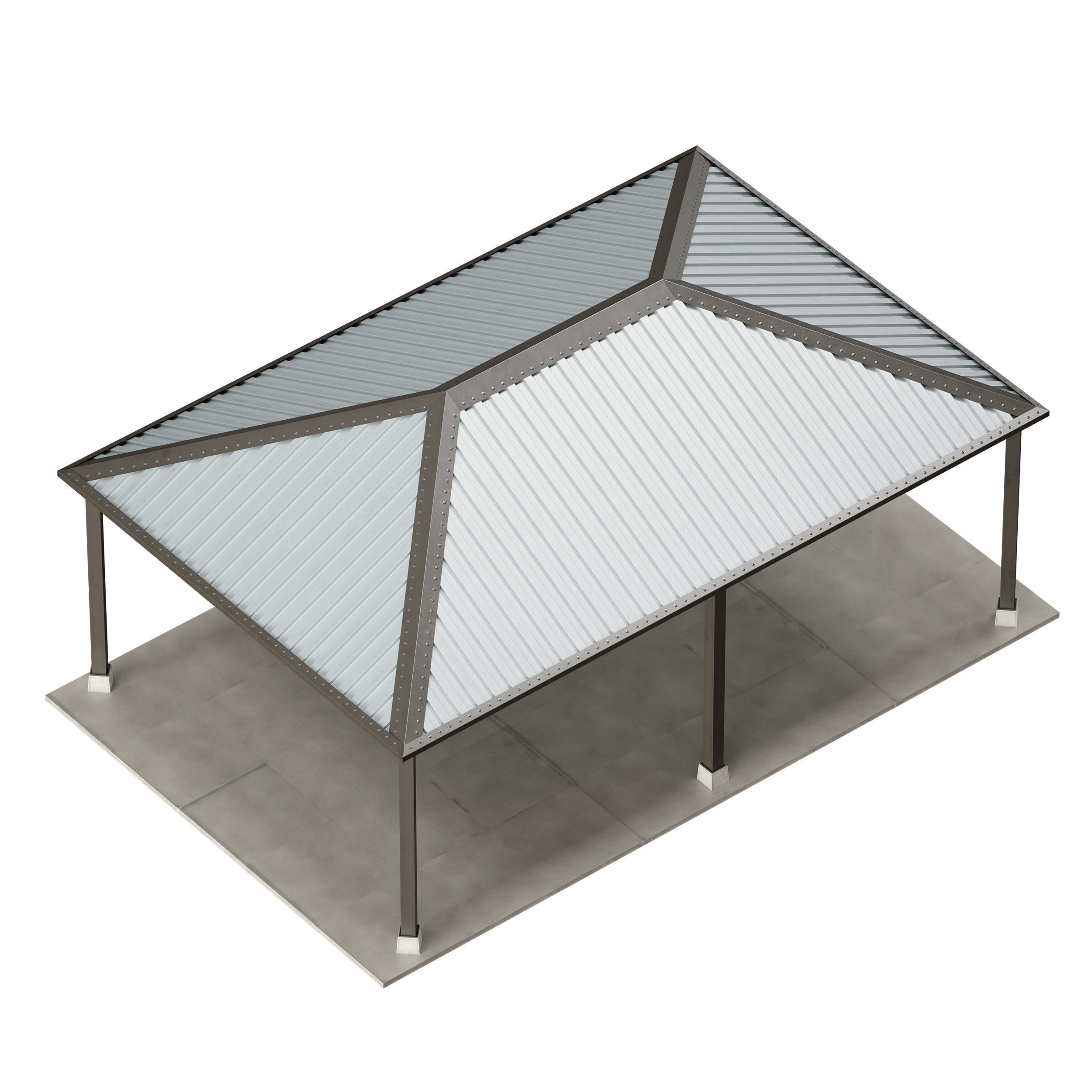 Metal Canopy Gazebo Roof 3D model_5