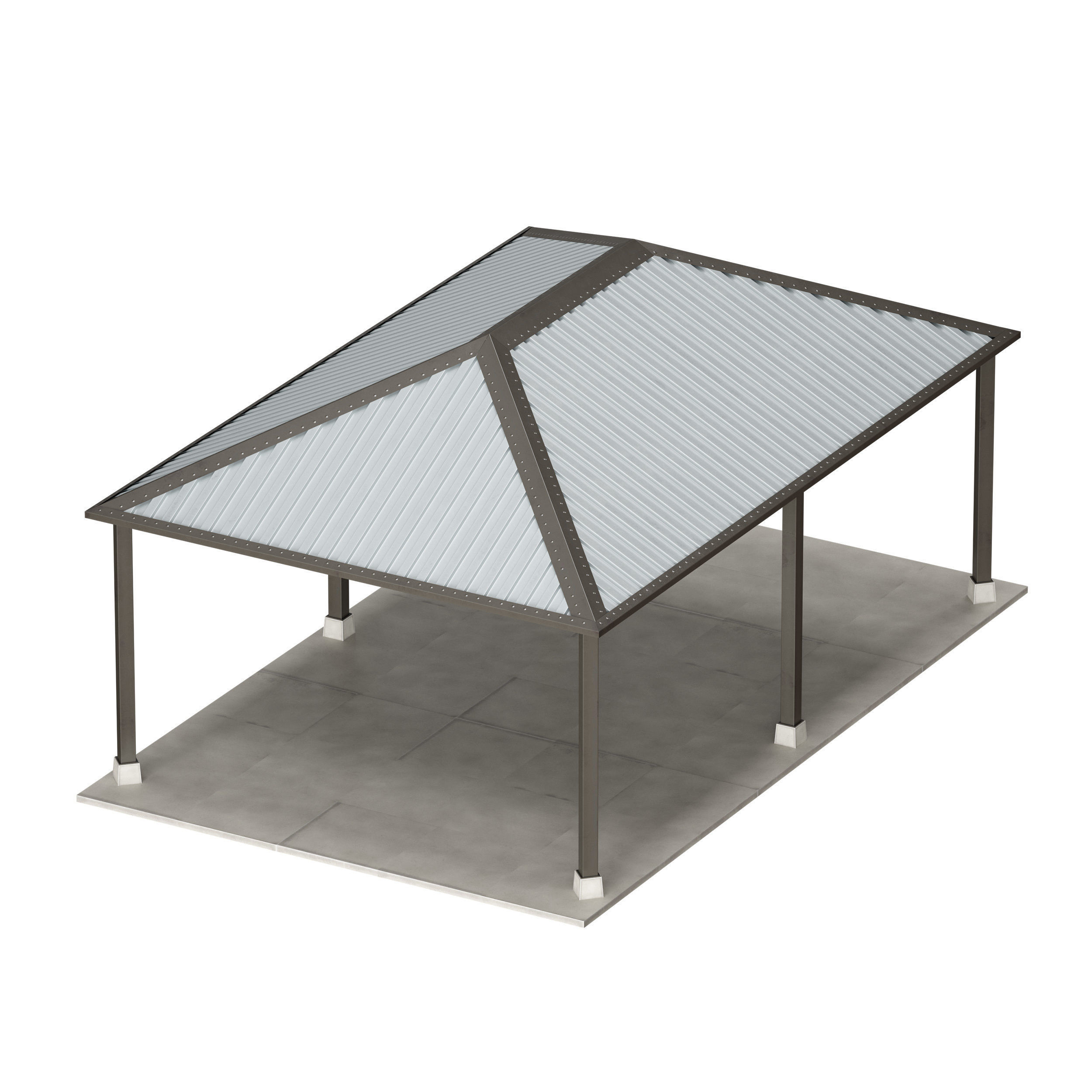 Metal Canopy Gazebo Roof 3D model_4