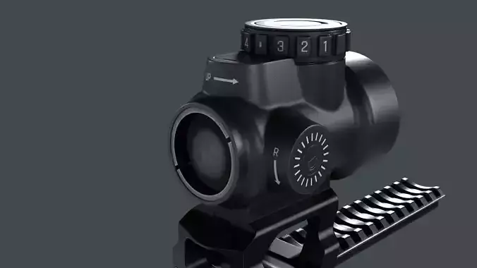 Trijicon MRO Compatible Reflex Sight with Picatinny Rail Mount  Free low-poly 3D model