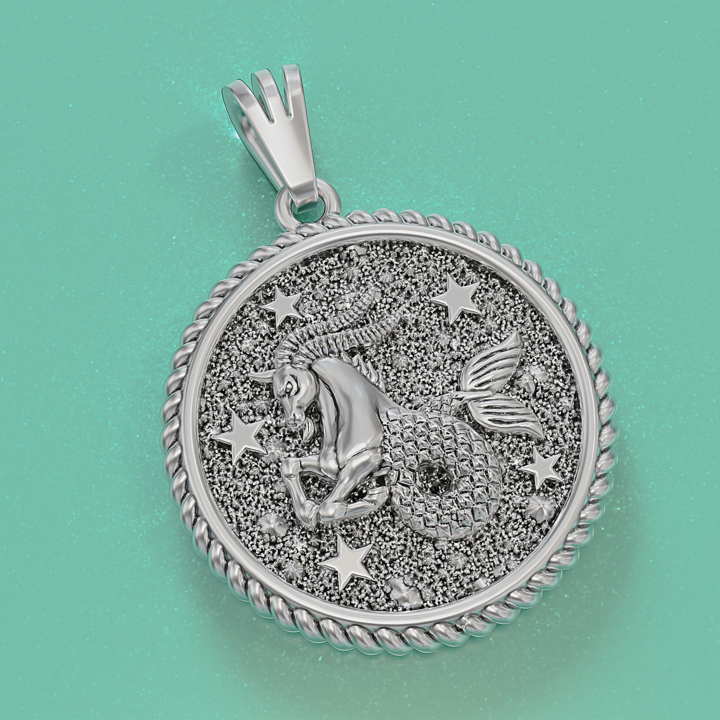 Horoscope Capricorn pendant 3D print model_10
