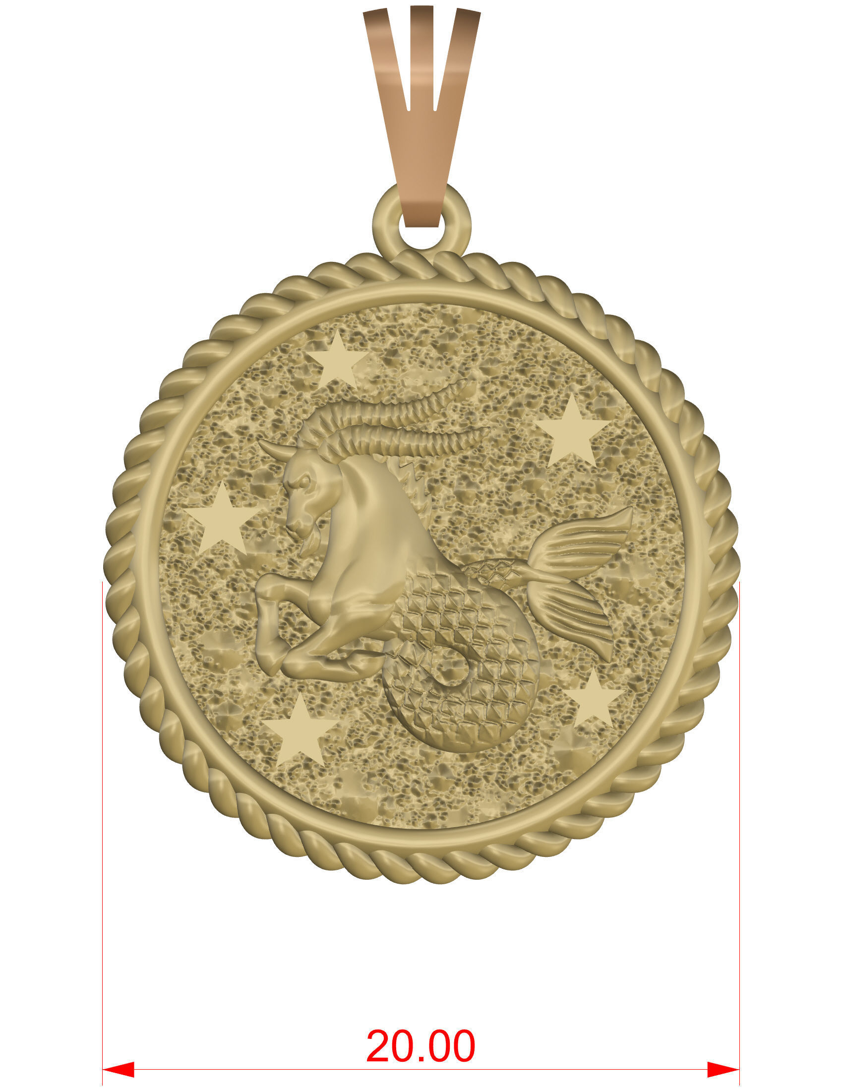 Horoscope Capricorn pendant 3D print model_13