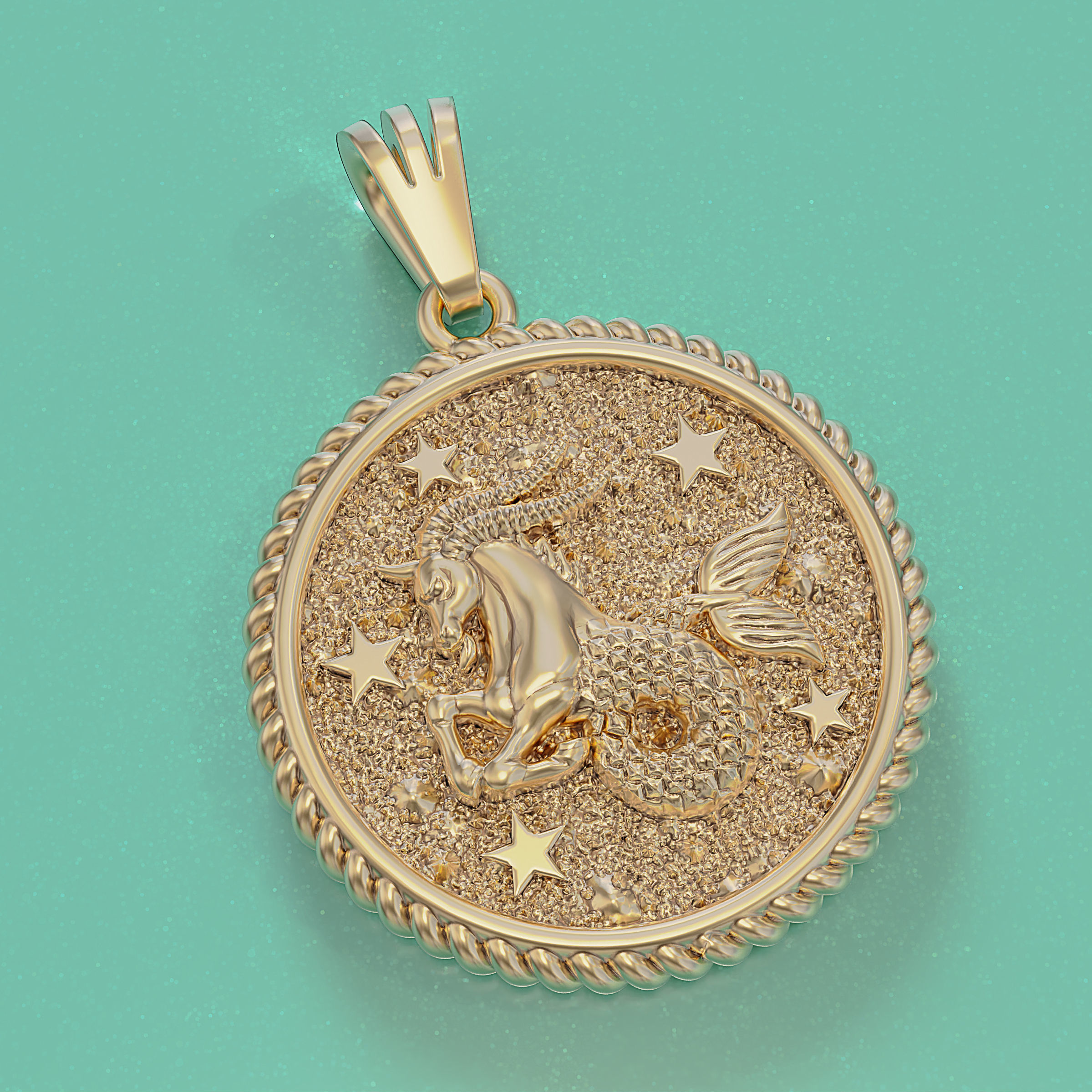 Horoscope Capricorn pendant 3D print model_9