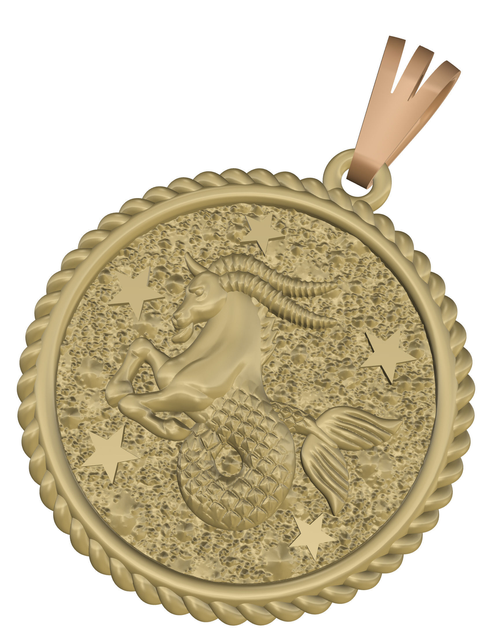 Horoscope Capricorn pendant 3D print model_3