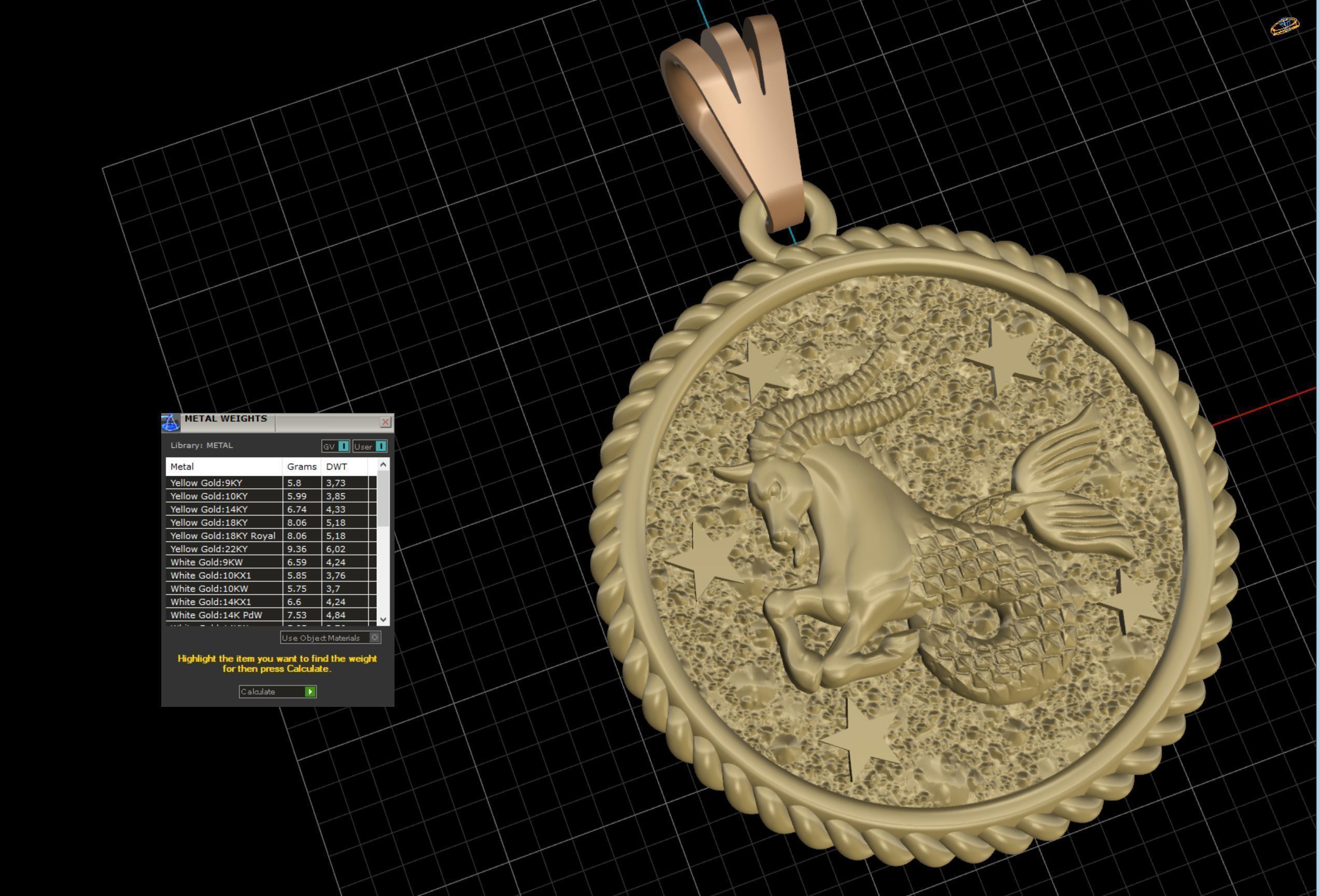 Horoscope Capricorn pendant 3D print model_12