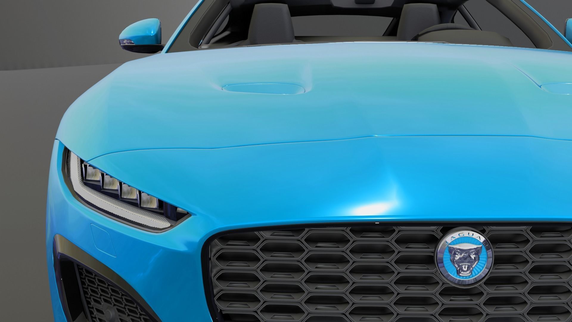 Jaguar F Type Blue Animated and Rigged Low-poly 3D model_10
