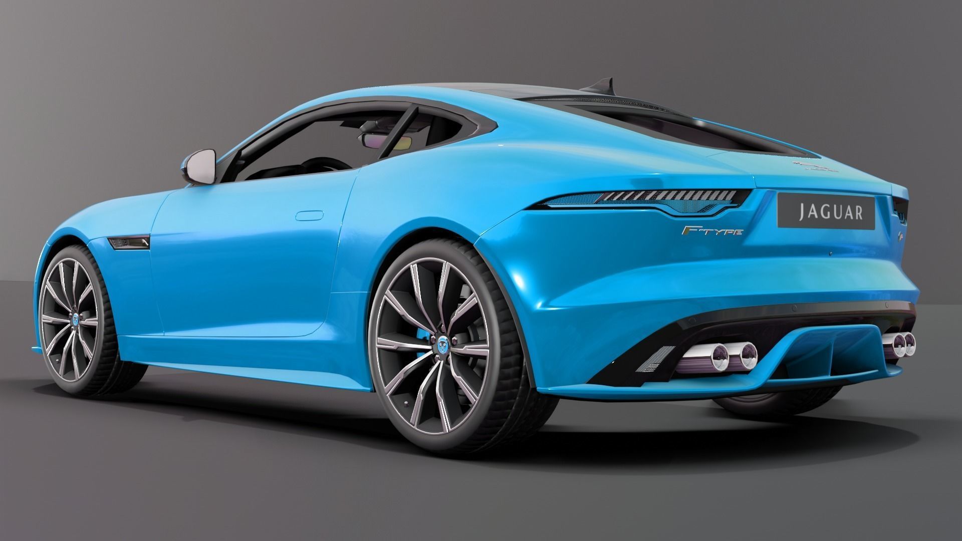 Jaguar F Type Blue Animated and Rigged Low-poly 3D model_8