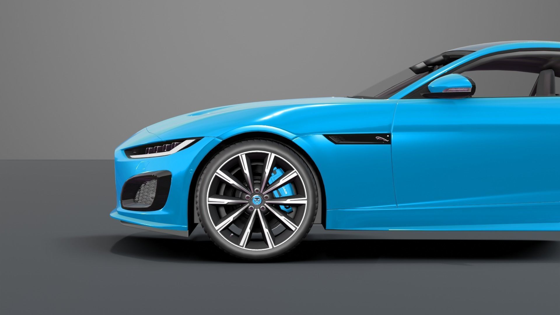 Jaguar F Type Blue Animated and Rigged Low-poly 3D model_12