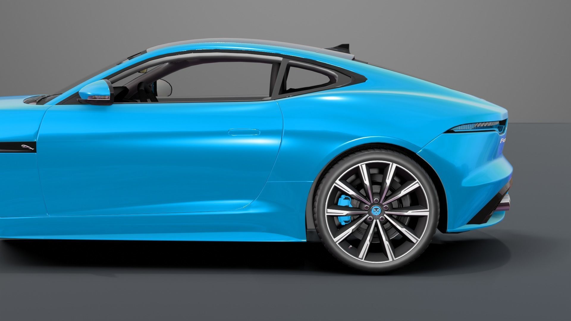 Jaguar F Type Blue Animated and Rigged Low-poly 3D model_11
