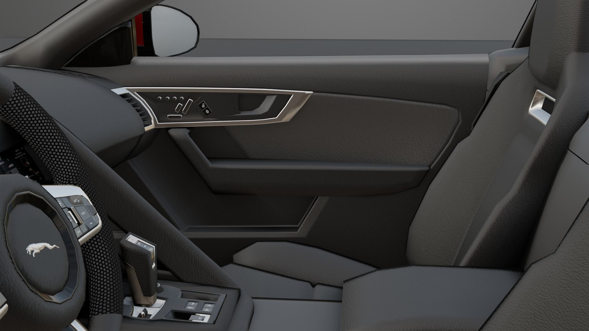 Jaguar F Type Blue Animated and Rigged Low-poly 3D model_3