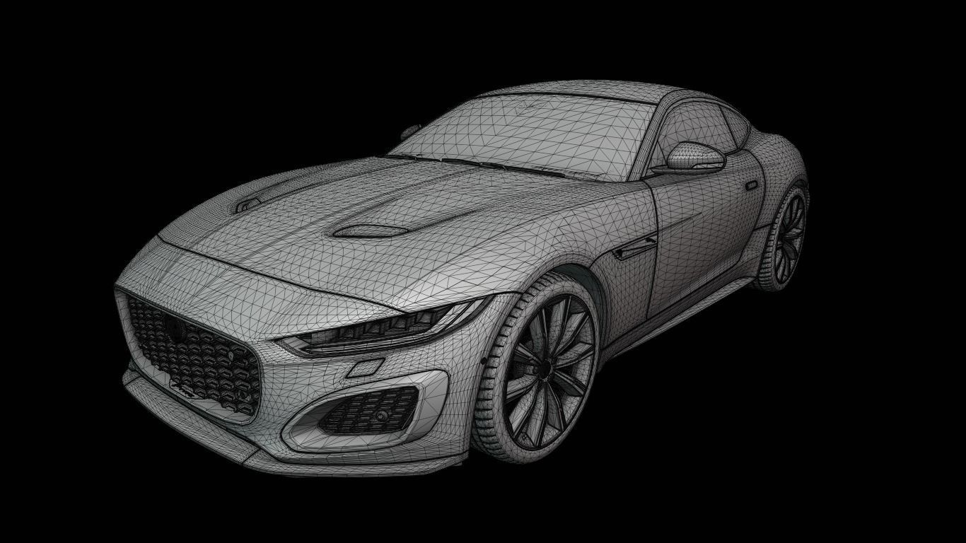 Jaguar F Type Blue Animated and Rigged Low-poly 3D model_5