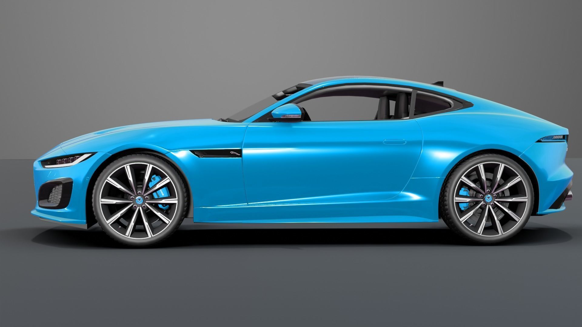 Jaguar F Type Blue Animated and Rigged Low-poly 3D model_2