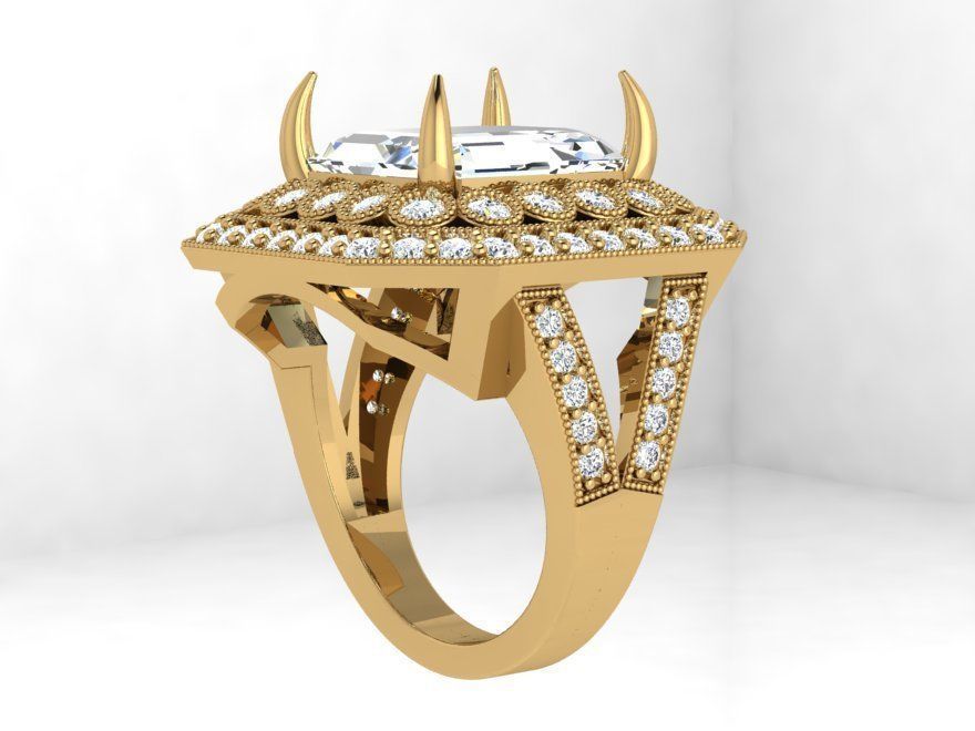 Octagonal Halo Ring 4163 3D print model_2