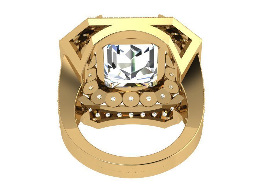 Octagonal Halo Ring 4163 3D print model_4