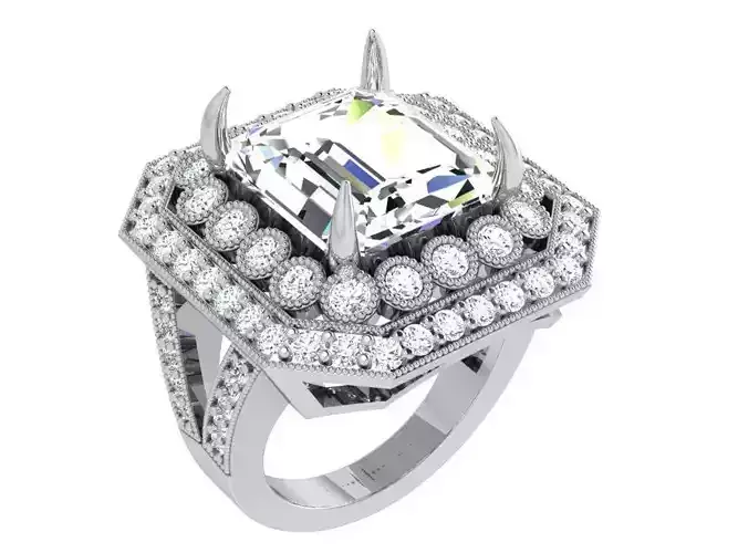 Octagonal Halo Ring 4163 3D print model Octagonal Halo Ring 4163 3D print model