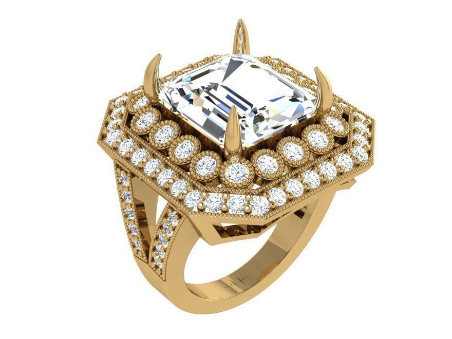 Octagonal Halo Ring 4163 3D print model_1